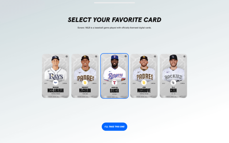 Sorare MLB開始得点のスター選手のコモンカードを選ぶ